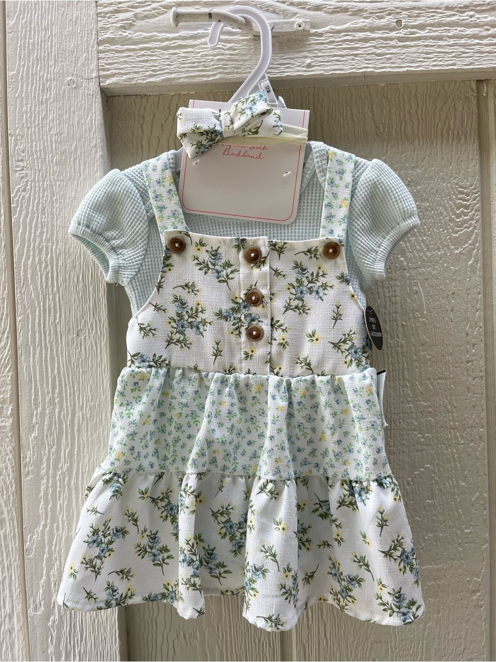 NWT Nicole Miller Floral Tiered Dress with Mint Details